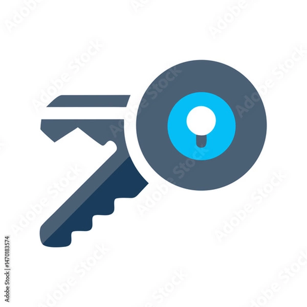 Fototapeta Key Icon Representing Access or Security Credential – Vector Authentication and Privacy Symbol