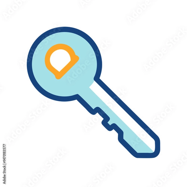 Fototapeta Key Icon Representing Access or Security Credential – Vector Authentication and Privacy Symbol