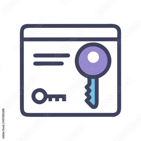 Fototapeta Key Icon Representing Access or Security Credential – Vector Authentication and Privacy Symbol