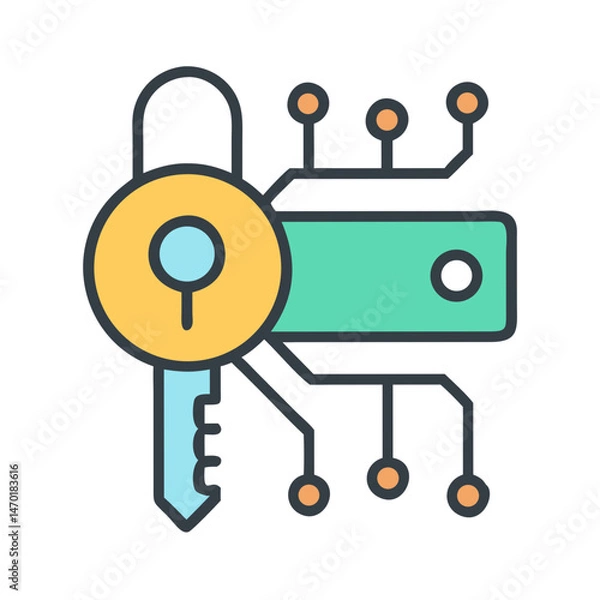 Fototapeta Key Icon Representing Access or Security Credential – Vector Lock and Authentication Symbol