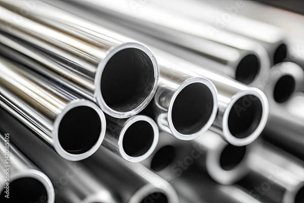 Obraz Industrial steel pipes close up detail Generative AI