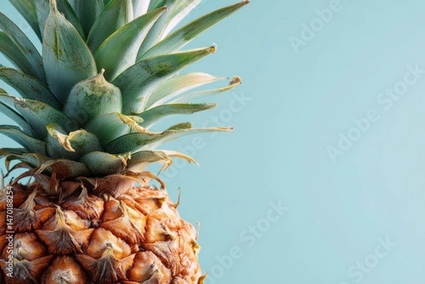 Fototapeta Pineapple Fruit on Light Blue Background