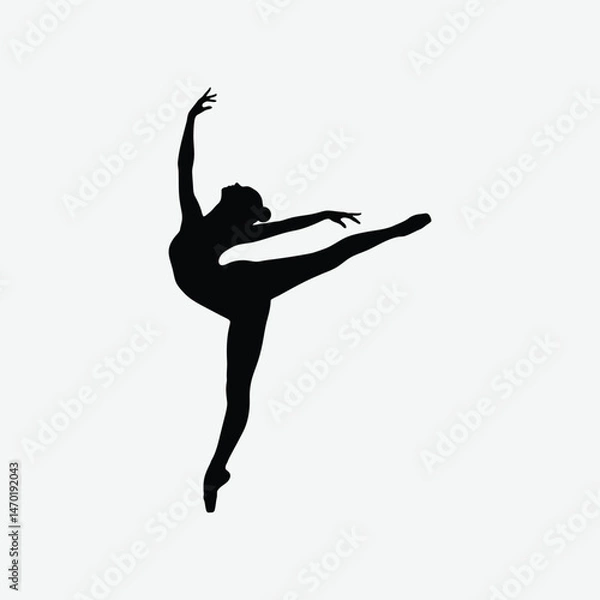 Fototapeta Discover the elegance of a gymnast dancer silhouette featuring a ballerina in a stunning, flexible pose. Perfect for dance enthusiasts and artistic inspiration