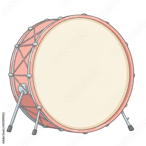 Obraz Pink Bass Drum Illustration on White Background