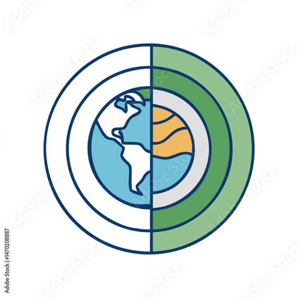 Fototapeta Planet Cross-Section Icon – Earth Science and Geological Layers Symbol