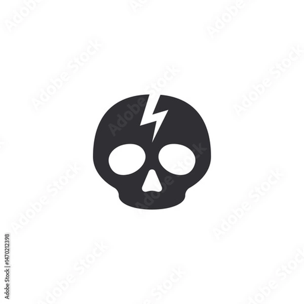 Fototapeta Skull icon. Vector Skull. Flag icon. Jolly Roger. Bones. Pirate flag. Sign of death. Danger sign. Alert sign. Electric shock. Threat of poisoning. Game over. High voltage. Electric shock. Sea flag. 