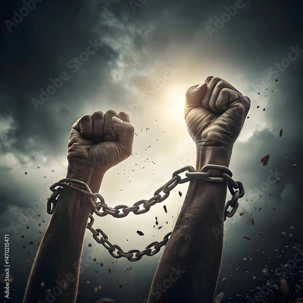 Obraz hands breaking chains freedom