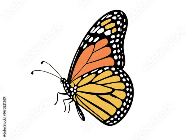 Fototapeta 3d illustration of an orange butterfly, Butterfly Small Tortoiseshell, Close-up of a black and yellow butterfly, Beautiful blue butterfly in full body close-up portrait, flying with grace. Generative.
