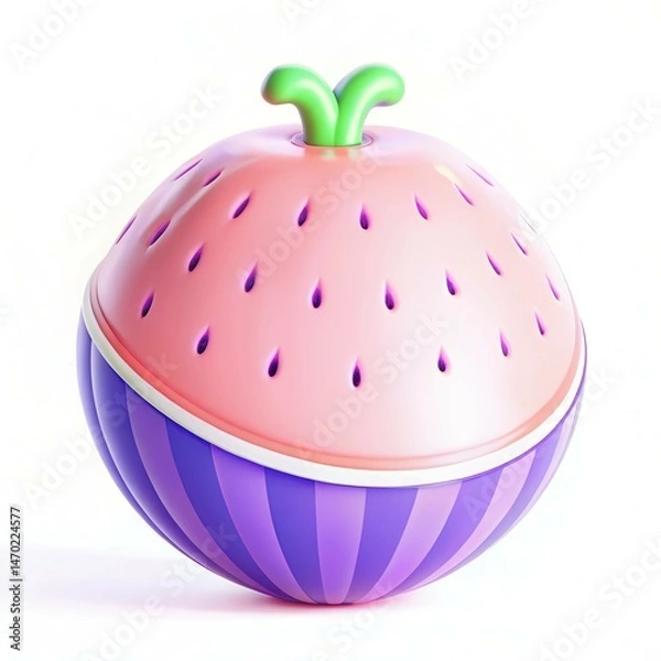 Obraz A colorful fruit-shaped design with a smooth texture, featuring a pink top and purple bottom, ideal for modern decor.