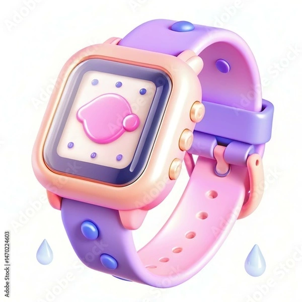 Obraz A colorful kids' smartwatch with a cute design featuring pastel colors and playful buttons.