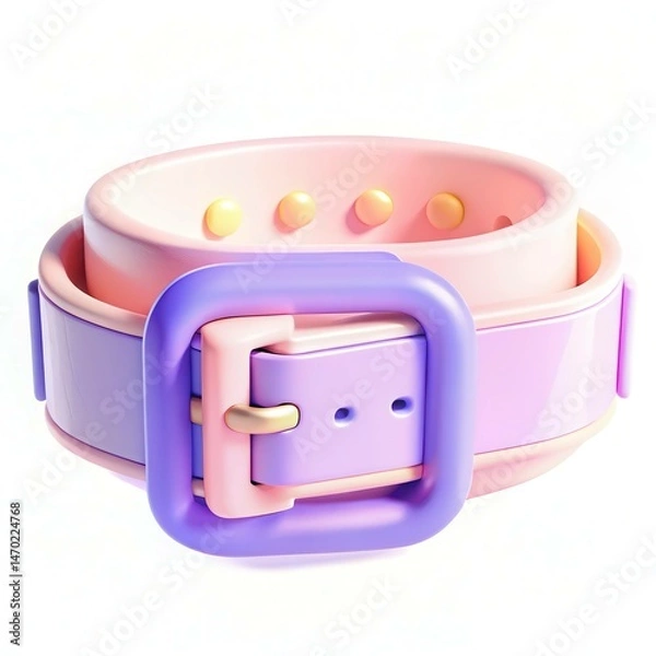Obraz A colorful and modern bracelet with a bold purple buckle and pastel tones, showcasing a unique design.