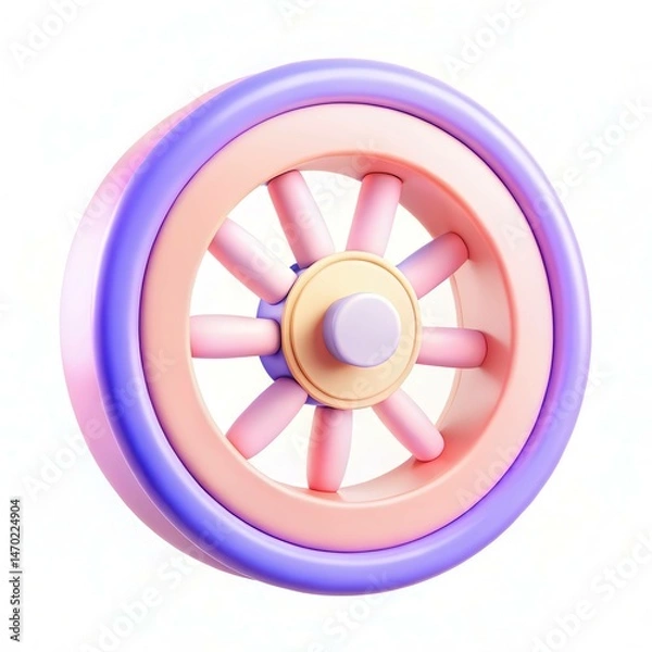 Obraz A colorful toy wheel with a smooth design featuring pink and purple elements.