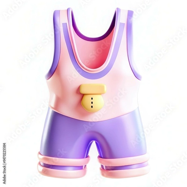Fototapeta A colorful and modern design of a playful outfit featuring a pink and purple combination with a unique button detail.
