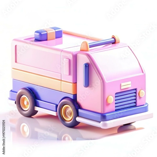 Obraz A colorful toy truck with a modern design, featuring playful colors and rounded shapes, ideal for children's playtime.