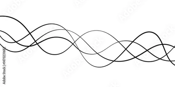 Obraz Thin line wavy abstract curvy line design elements with texture, futuristic Stylized line art background. curvy abstract line wave graphic gray background. Vector illustration 