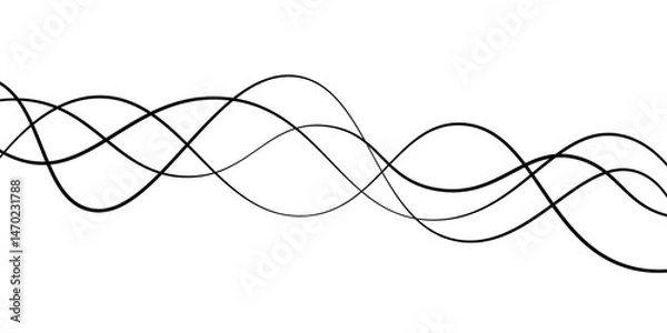 Obraz Thin line wavy abstract curvy line design elements with texture, futuristic Stylized line art background. curvy abstract line wave graphic gray background. Vector illustration 