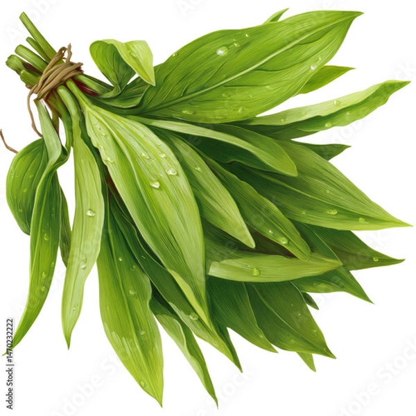 Fototapeta Fresh green leaves nature image with transparent background lush environment close-up view