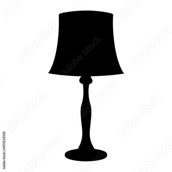 Fototapeta Silhouette of a traditional table lamp with a curved stand and shade