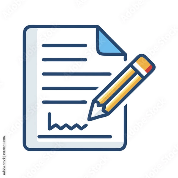 Obraz Torn Document with Pencil Icon Representing Editing or Revision Process