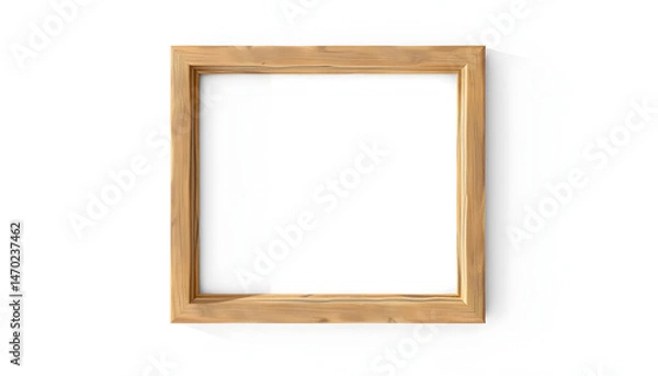 Fototapeta Old wooden frame mockup 4x5 vertical on a white background. 3D rendering, photo. White tone