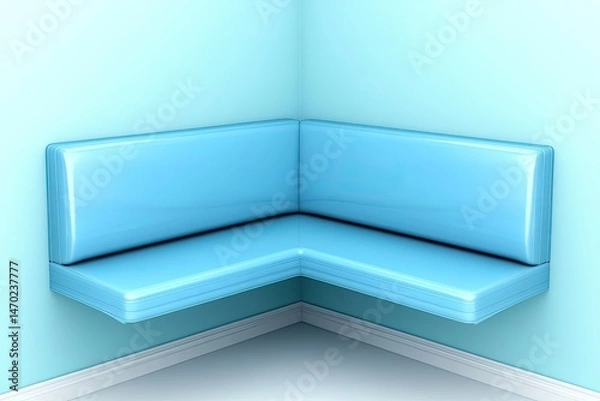 Fototapeta Corner wall-mounted light blue couch