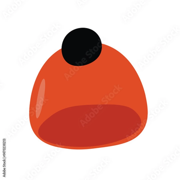 Obraz Illustration of red winter beanie with a black pom pom