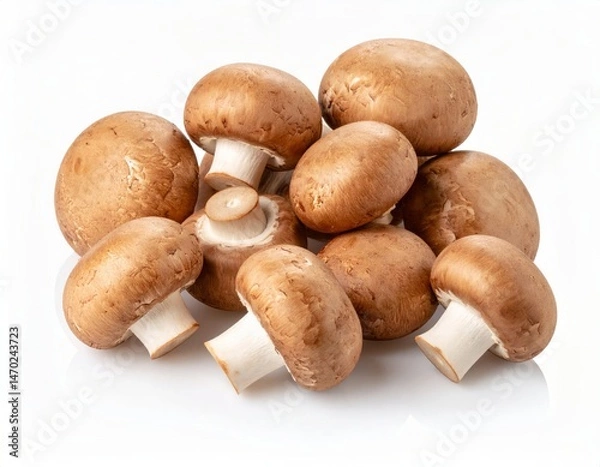 Obraz Pile of mushrooms over white background