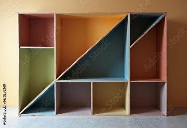 Fototapeta Abstract Colorful Shelf Structure with Modern Geometric Design