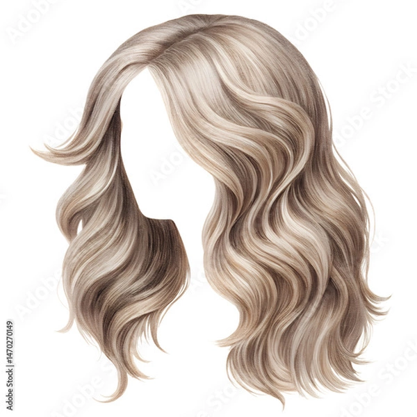 Obraz Watercolor Natural hair wig cut out element set isolated on transparent background