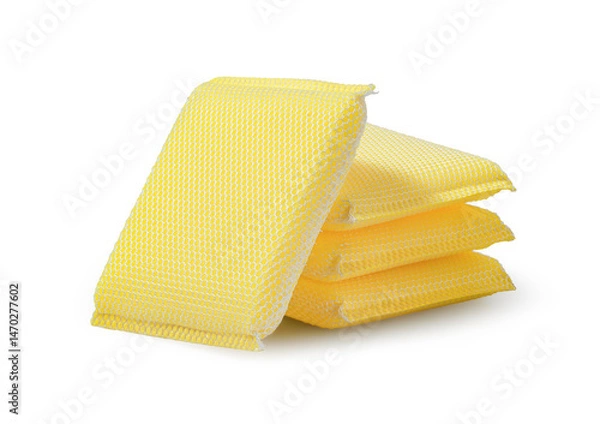Fototapeta Scotch brite isolated on white background with clipping path,  Sponges for dishwashing.