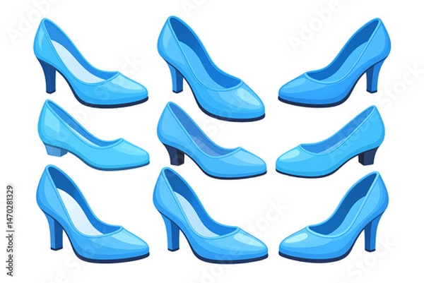 Fototapeta  Set of Cinderella's glass slipper, transparent background