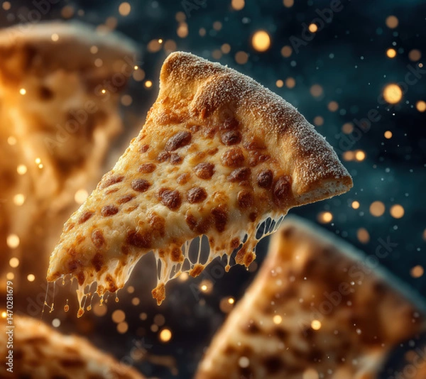 Fototapeta Floating Pizza created with Generative AI Technology, ai, generative