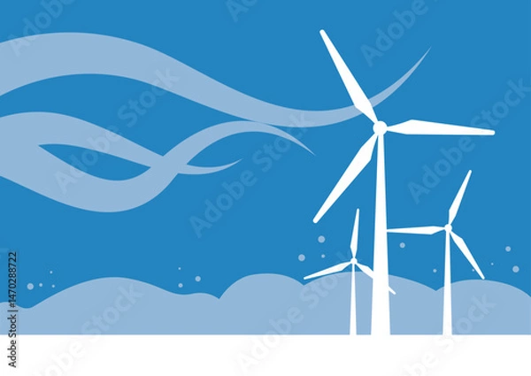Obraz Wind turbines, renewable energy – background, banner, vector illustration