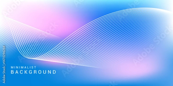 Fototapeta Abstract blue gradient background with shining lines waves. Minimalist background for banner, poster, cover, brochure, flyer, website
