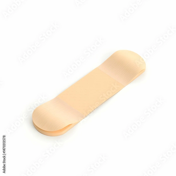 Fototapeta Bandage or Plaster 3D Icon Isolated on White Background Highlighting Wound Care  