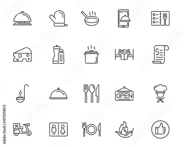 Fototapeta Restaurant themed pictograms Dining icons