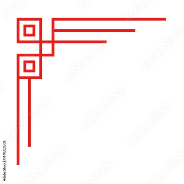 Fototapeta Chinese Frame Corner Ornament Vector