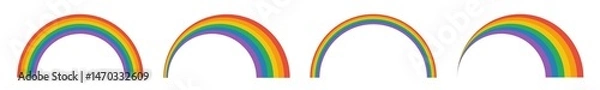 Fototapeta Set of Rainbows, Thick Thin Fountain Shapes, Scalable Vector Graphic. Playful, Simple, Minimal, Geometric, Transparent Background. Modern Design, Decorative Element, Pride Symbol, Kid Childhood Joy