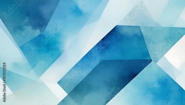 Fototapeta Abstract geometric background with overlapping translucent angular shapes in various shades of blue