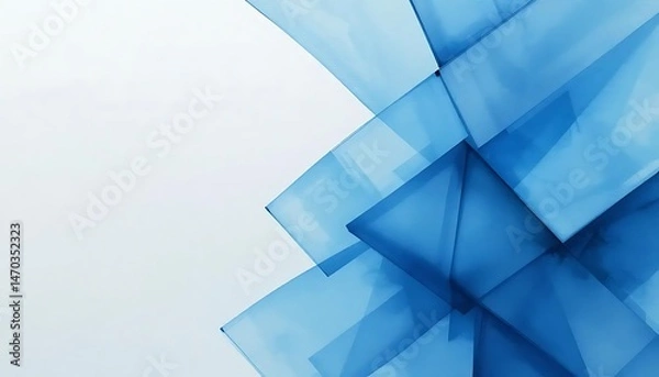 Fototapeta Abstract geometric background with overlapping translucent angular shapes in various shades of blue