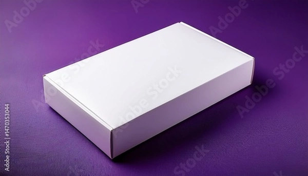 Fototapeta realistic blank white product package box mockup purple background
