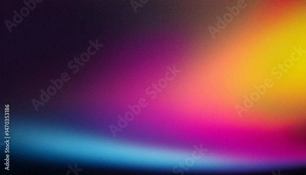 Fototapeta dark grainy background pink yellow blue purple abstract gradient shape black noise texture backdrop wide banner poster header cover wallpaper design
