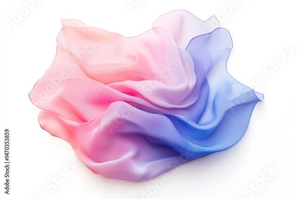 Fototapeta Silk fabric with pink and blue color on white background