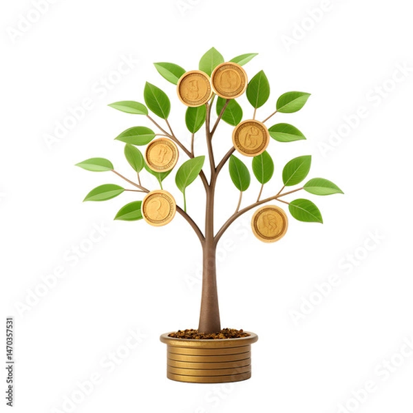 Obraz 3d Business and finance icon isolated on transparent background