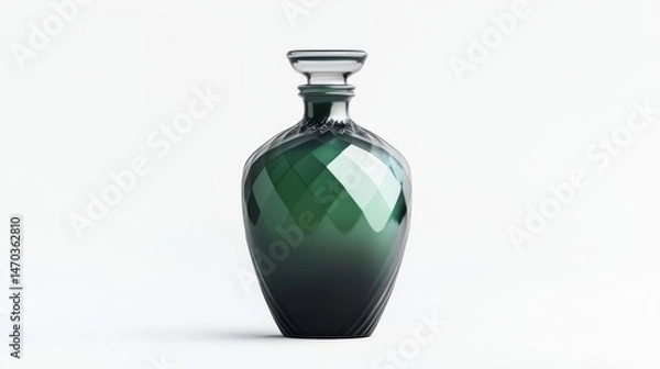 Fototapeta Elegant green glass vase showcasing a modern design, perfect for home decor and floral arrangements.