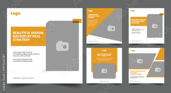 Fototapeta Digital Agency Social Media Kit Template for Online Marketing Branding and Promotion Editable Design Pack for Instagram Facebook and LinkedIn Ideal for Creative Agencies Startups and Digital Business.