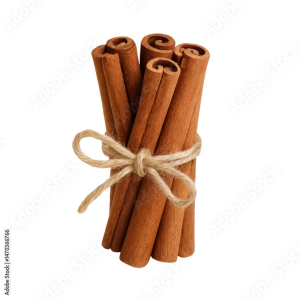 Obraz Bundled Cinnamon Sticks Tied with Twine for Culinary Decoration