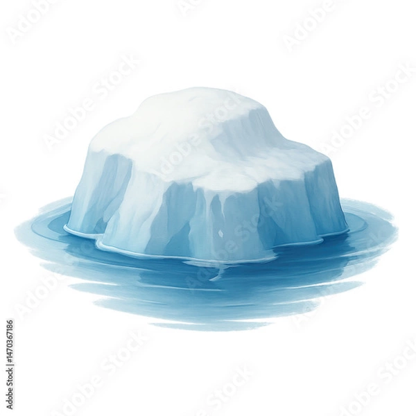 Obraz Iceberg Floating on Calm Water with Soft Blue Tones and Reflection