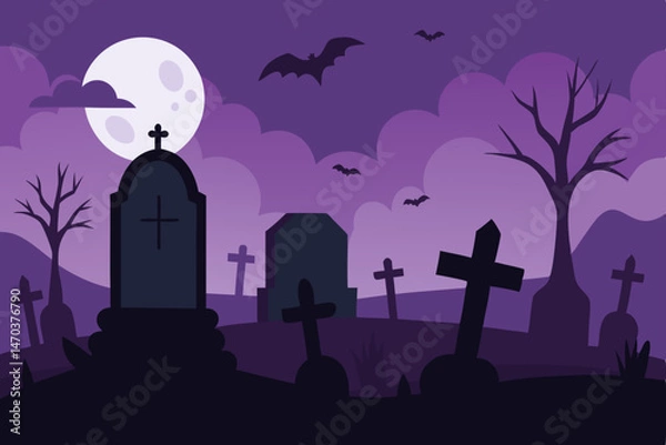 Obraz halloween background with cemetery