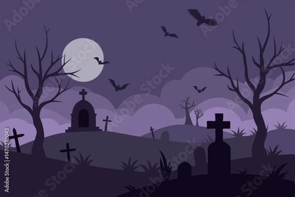 Obraz halloween background with cemetery